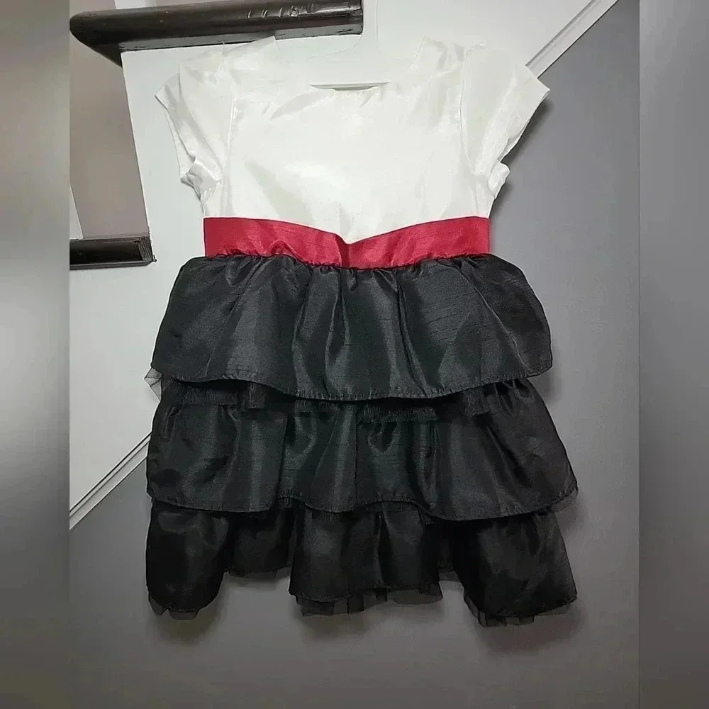 Gymboree Merry Occasions Ivory Black Tiered Ruffle Holiday Party Portraits 3T